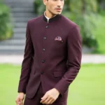 Wine_Textured_Bandhgala_with_Crystal_work